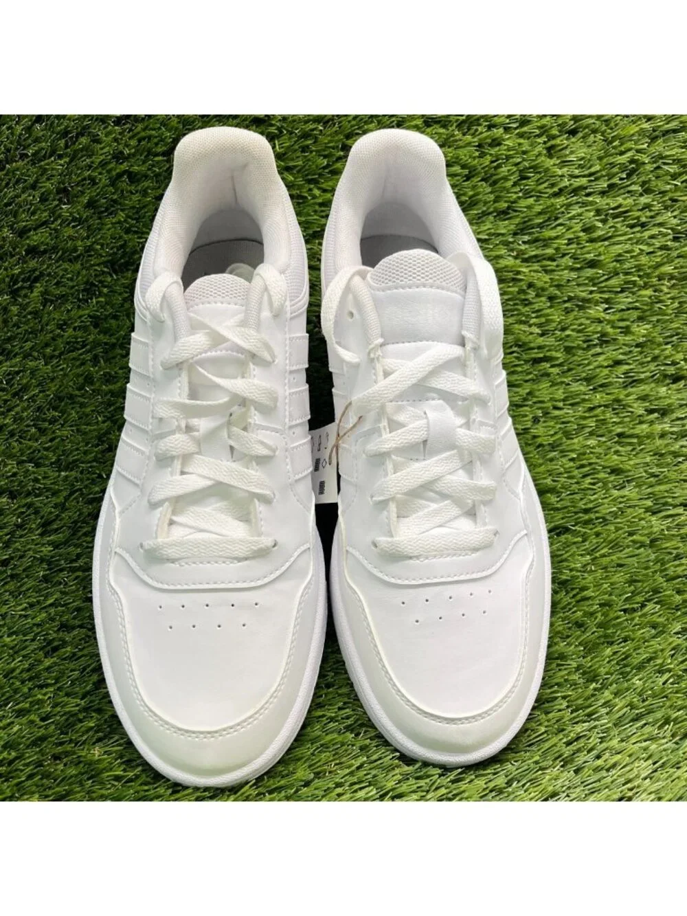 Adidas Hoops 3.0 Womens Size 9 Triple White Athletic Basketball Shoes Sneakers